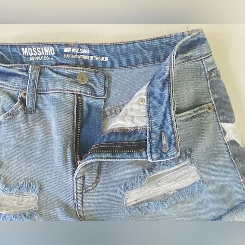 Mossimo American Flag High-Rise Distressed Frayed Jean Shorts, Sz 2/26 - Picture 4 of 7